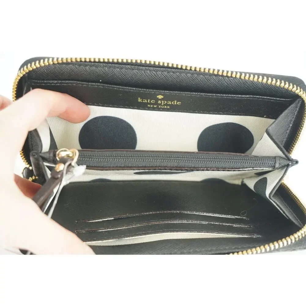 kate spade new york black Leather Cobble Hill Lacey Continental Zip Wallet $148